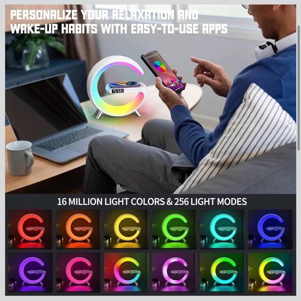 Smart LED Table Bedside Lamp with Bluetooth Speaker & App Control